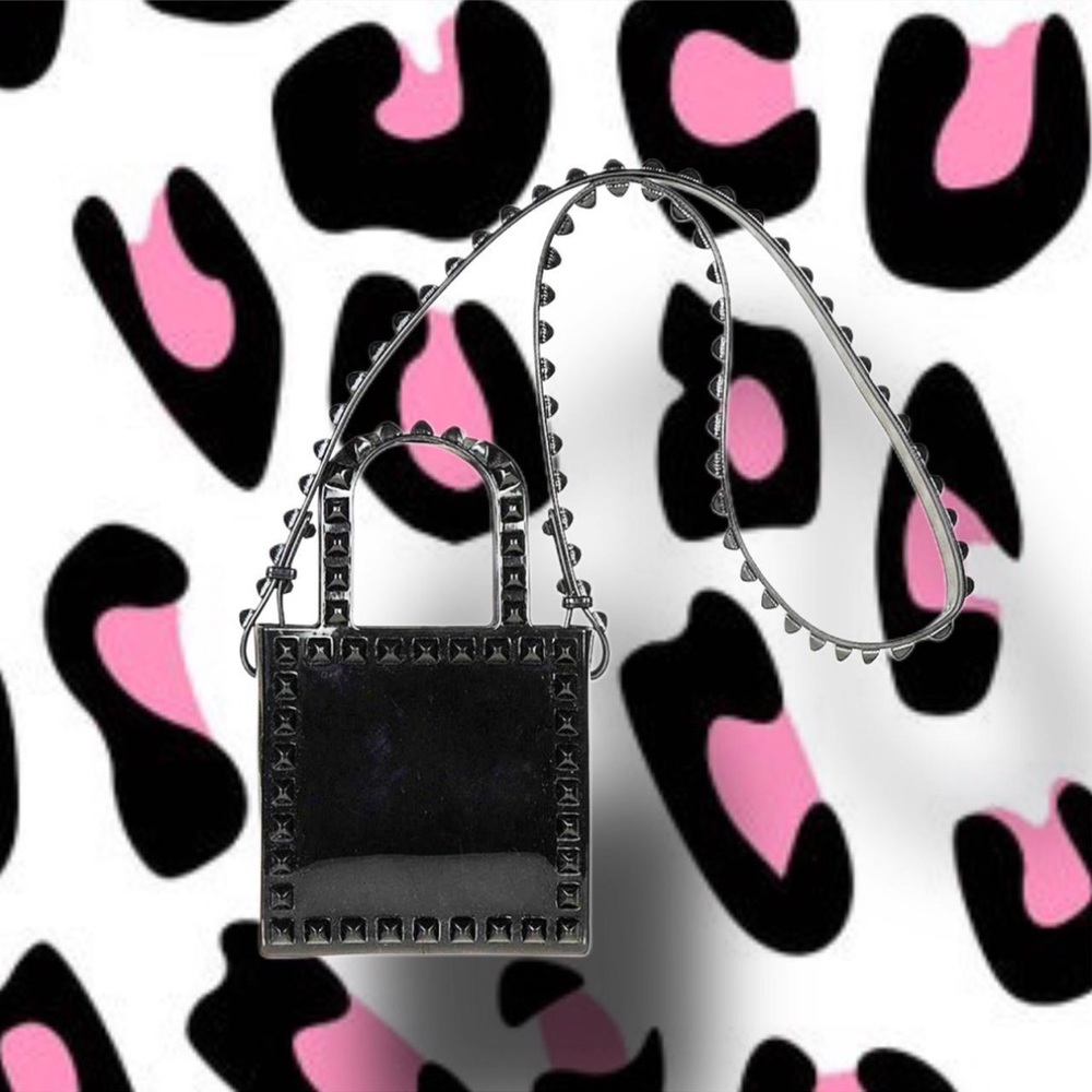 Studded Black Handbag Carmen Sol Made in Italy